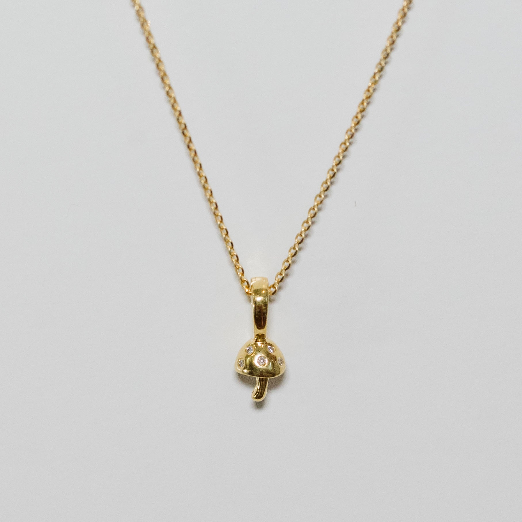Wundashroom Solid Gold Necklace Charm and Chain With Diamonds