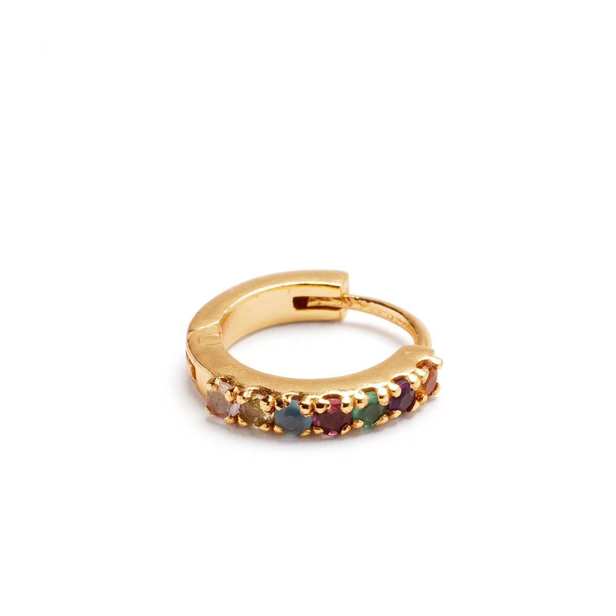 Rainbow Pave Huggie Pair