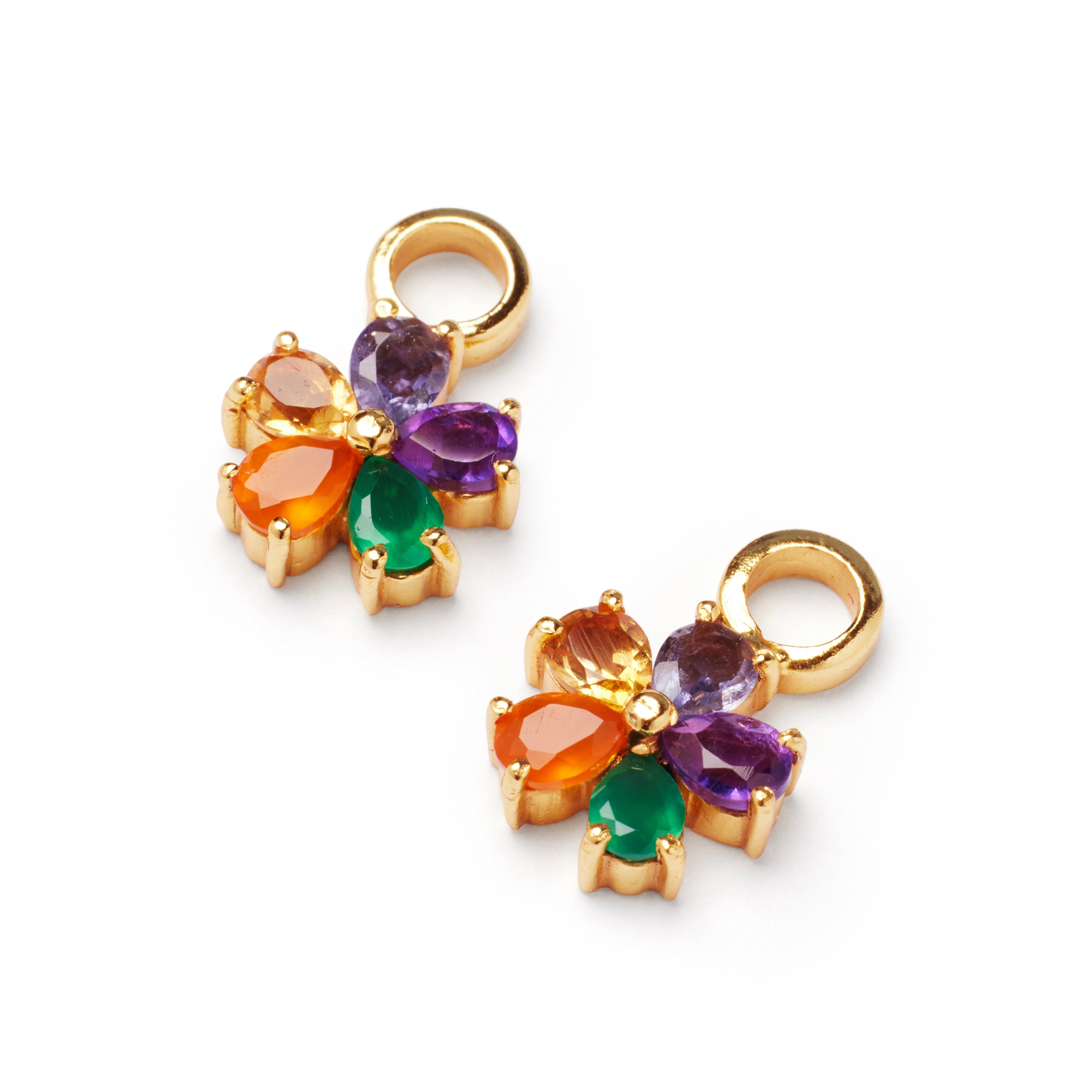 Rainbow Daisy Charm on Simple Huggie Set