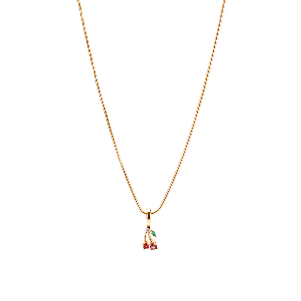 90's Cherry Aesthetic Necklace Charm on Extra Light Rope Chain