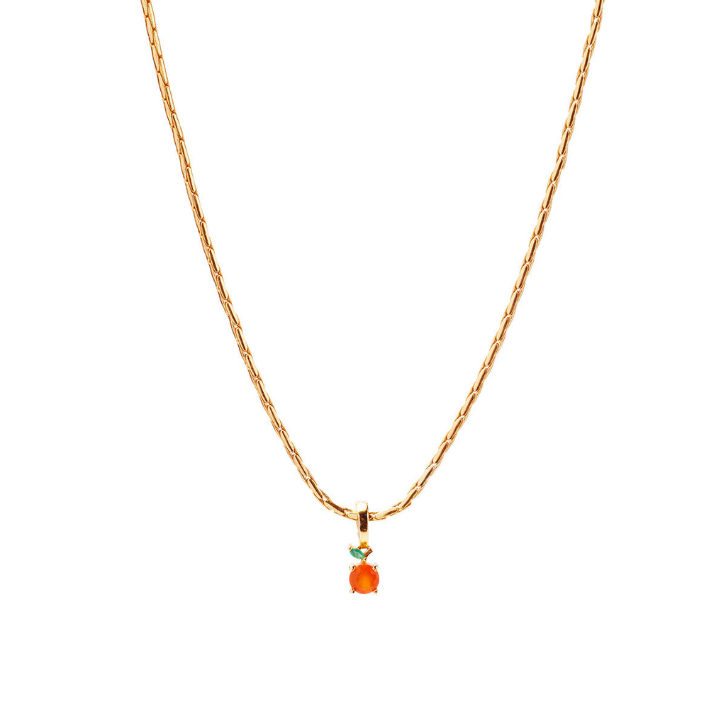 Orange Necklace Charm on Isla Round Snake Chain